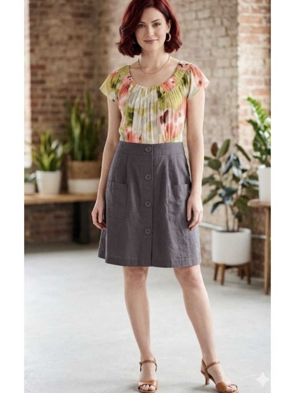 Anthropologie Tabitha Womens Zoya Silk Watercolor Dress Size 10 Green SP EXC